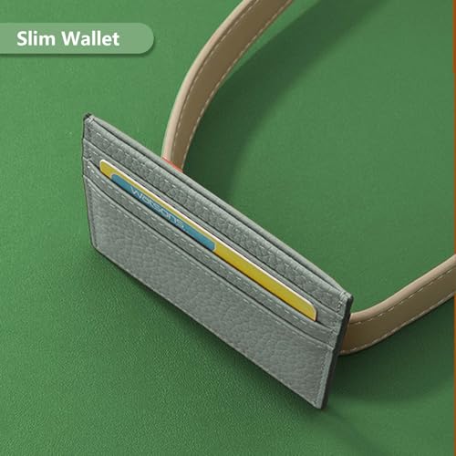 M-Plateau Super Slim Genuine Leather Credit Card Wallet - color: Light Green