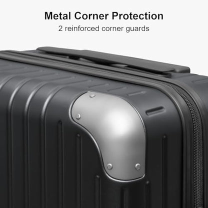 LEVEL8 Carry on Luggage Airline Approved, Hardshell Suitcases with Spinner Wheels, Lightweight PC Luggage, 20 inch, Black - color: Black, size: 20 Inch - Non-Expandable