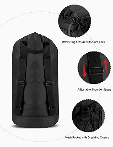 Dalykate Backpack Laundry Bag, 115L Large Hamper with Shoulder Straps, Drawstring Closure, Mesh Pocket, Black - color: Black