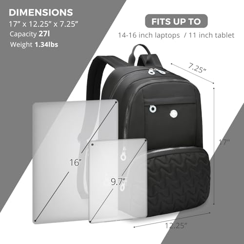 Swissdigital Design Womens Laptop Backpack Commuter Bookbag SD1711-01 - color: Black