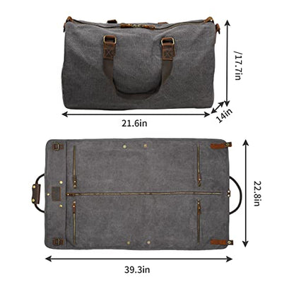 2 In 1 Convertible Garment Bag, Carry On Suit Duffle Bag For Men & Women - color: Gray