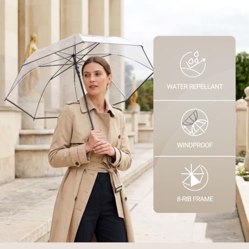 Knirps A.200 Medium Duomatic Windproof Umbrella for Adults – Automatic Open Close 38.5" Canopy, Travel Case Included - color: Transparent