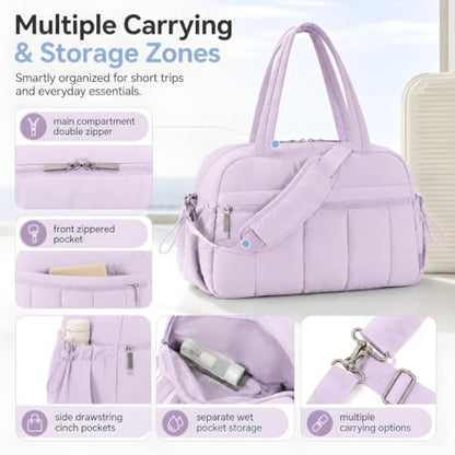 Duffle Bag Gym Bag, Personal Items Bag, Overnight Weekender - color: puffy purple