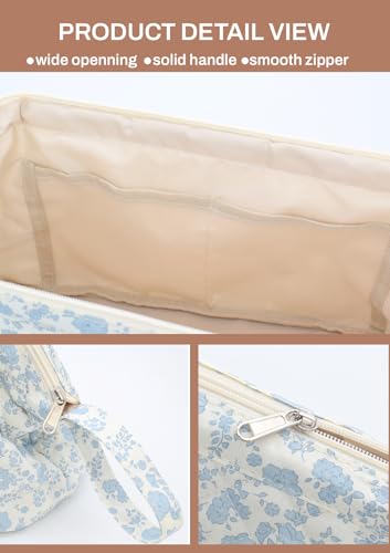 TeeYee Nylon Hair Tools Travel Bag for Dyson Airwrap Quilted Toiletry Bag - color: Blueflower