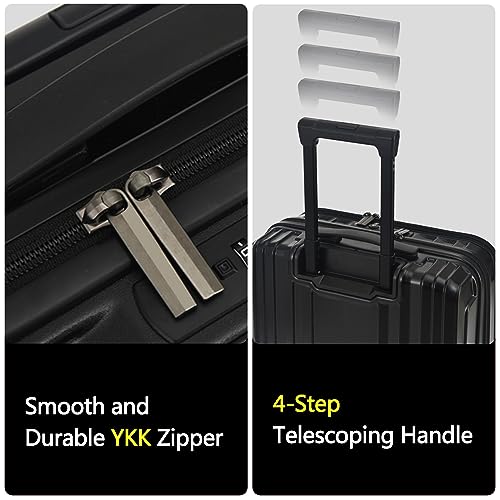 TydeCkare 16" Carry on Luggage with 2 Laptop Compartments Airline Approved - color: Black
