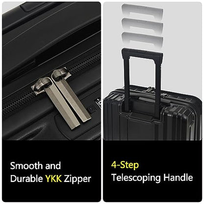 TydeCkare 16" Carry on Luggage with 2 Laptop Compartments Airline Approved - color: Black