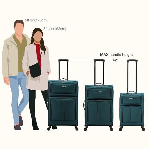 U.S. Traveler Anzio Softside Expandable Luggage with Spinner Wheels, Teal, 26-Inch Medium - color: Teal, size: 26-Inch Medium