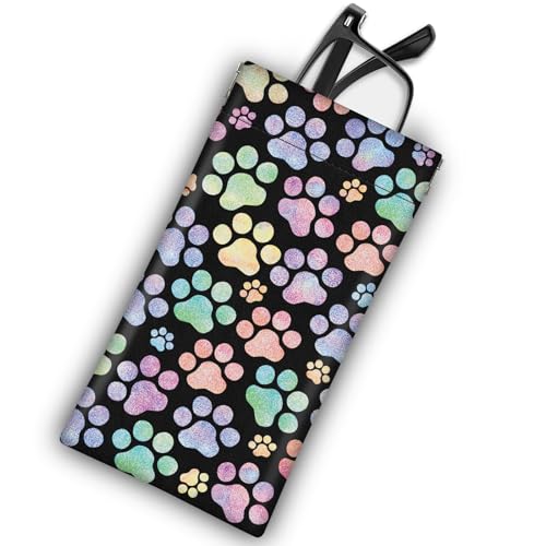 Soft Glasses Case for Sunglasses Eyeglass Slim Pouch - color: Dog Cat Paws