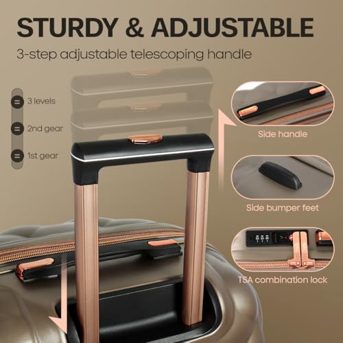2-Piece Set(14/20in) Carry On Luggage,Expandable w/TSA LOCK - color: ELEPHANTSKIN, size: 20 inch + 14 inch Set