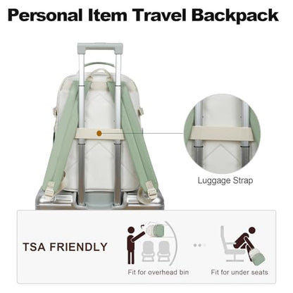 VANKEAN 17.3 Inch Laptop Backpack for Women Large Capacity - color: Beige Light Green, size: 17.3 Inch