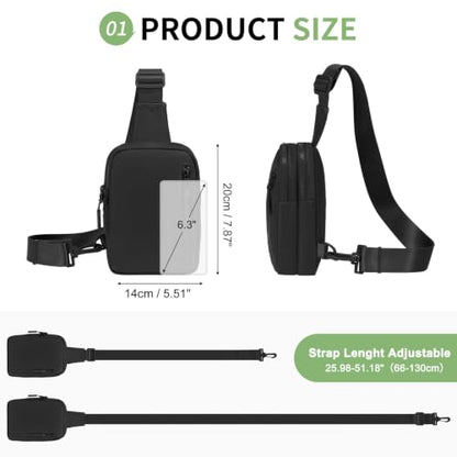 Mini Sling Bag for Men Women Fits for 6.1" Phone, Black - color: 3 Pocket-black