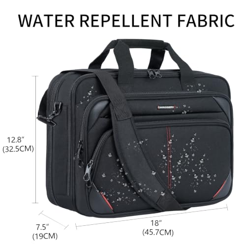 KROSER 17.3 Inch Laptop Briefcase, Computer Bag,Messenger Shoulder Bag - color: Black/Red, size: 17.3 INCH
