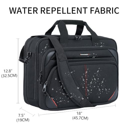KROSER 17.3 Inch Laptop Briefcase, Computer Bag,Messenger Shoulder Bag - color: Black/Red, size: 17.3 INCH