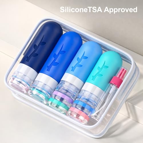 Tocelffe 18pack Travel Bottles for Toiletries,TSA Approved Silicone Travel Containers jar for Toiletries,Leak Proof Refillable Liqus Shampoo And Conditioner Essentials toiletry - color: Blue