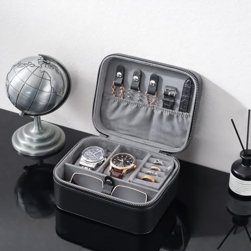 ProCase Travel Watch Case, 2 Slots Mens Jewelry Box -Black - color: Black, size: 2-Slot