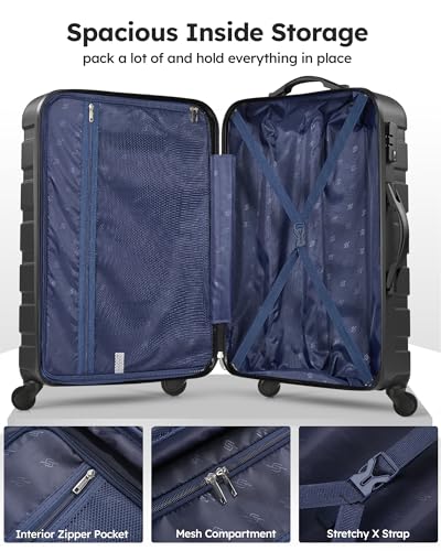 Suitour Luggage Sets 3 piece, Hardside Lightweight Suitcase sets with Spinner Wheels,TSA Lock,20/24/28 inches Travel Luggage Black - color: Black, size: 3-Piece Set (20/24/28)