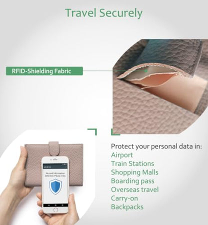 RFID Blocking Passport Holders for Travel Women Gift Box Ready - color: Mauve Pink