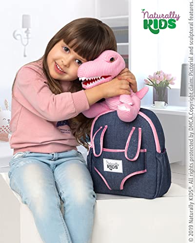 Naturally KIDS Toddler Backpack w. Plush Pink Dinosaur Toy, Kids Gift 2-5 - color: 02 Dinosaur Pink, size: Small