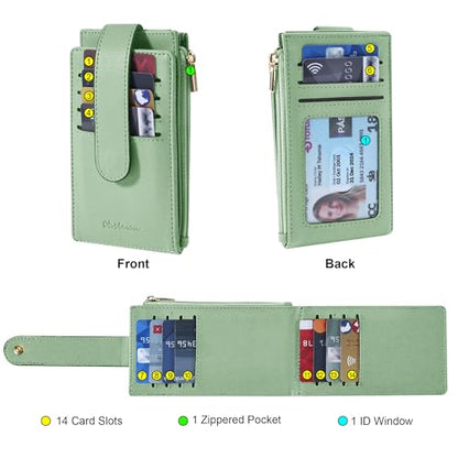 Chelmon Women's RFID Slim Card Holder Wallet - color: Light Green