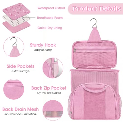Attmu Mesh Shower Caddy Portable Dorm Room Essentials, Toiletry Tote Bag - color: Light Pink