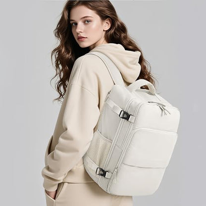 Sinaliy Travel Backpack, TSA Carry on Flight Approved Backpack - color: Beige, size: X-Large