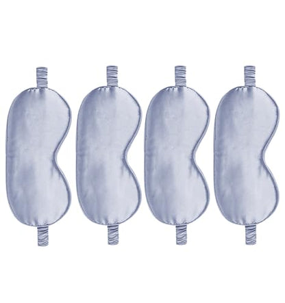 4PACK Sleep Masks Satin Eye Mask Silk Eyes Cover Silky Blindfold Blackout Eyeshade Soft Eyeshades Sleeping Covers Travel Nap - color: Dusty Blue