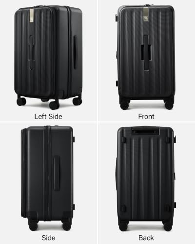 Hanke 28 Inch Top Opening Expandable Extra Large Luggage With TSA Lock，114L - color: Jet Black, size: 28 Inch