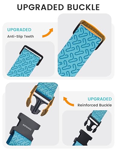 Travelkin Luggage Straps TSA Approved, Suitcase Straps with TSA Lock - color: Lock grain-Blue