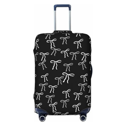 Travel Luggage Cover Black White Bows, High Elasticity Washable Travel Baggage Protector Case Fits 22-24 in - color: Black White Bows, size: 22-24 in