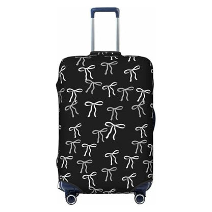 Travel Luggage Cover Black White Bows, High Elasticity Washable Travel Baggage Protector Case Fits 22-24 in - color: Black White Bows, size: 22-24 in