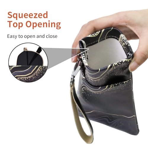 Double Eyeglass Case Soft Dual Glasses Case for Women Men Travel Squeeze Top Sunglasses Cases Eyeglasses Pouch - color: Black+blue Sand