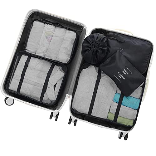 Luggage Packing Organizers Packing Cubes Set for Travel (black 6pc) - color: black 6pc