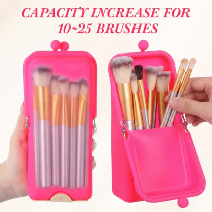 Kacctyen Makeup Brush Case Silicone Standing Makeup Brush Holder,Hot Pink - color: Hot Pink