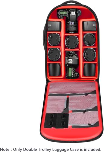 Neewer 2-in-1 Rolling Camera Bag Backpack Suitcase Style Convertible with Double Handle, Shockproof Trolley Case with Removable Padded for SLR/DSLR Cameras Tripod Lenses (Black/Red) - style: Nw3300-r