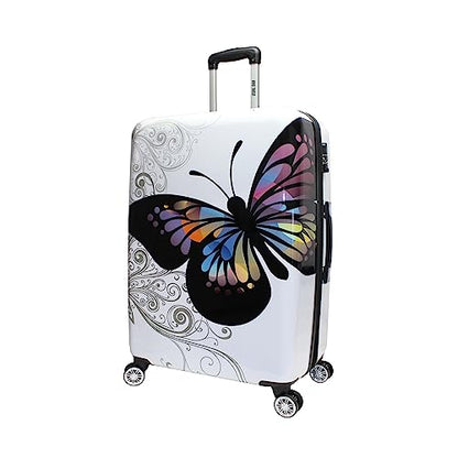 World Traveler Butterfly 3-Piece Polycarbonate Hardside Expandable Spinner Luggage Set with Enhanced Wheel System - size: 3-Piece Set