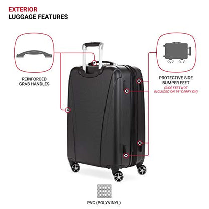 SwissGear 7585 Hardside Expandable Luggage with Spinner Wheels, Black, Checked-Large 27-Inch - color: Black, size: Checked-Large 27-Inch