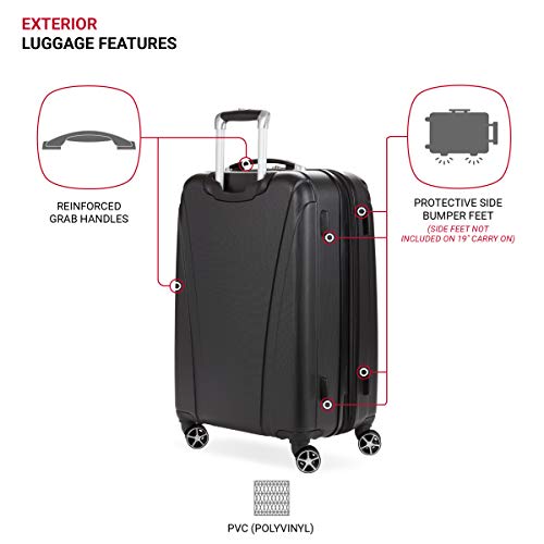SwissGear 7585 Hardside Expandable Luggage with Spinner Wheels, Black, Checked-Medium 23-Inch - color: Black, size: Checked-Medium 23-Inch