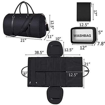 Convertible 2-in-1 Garment Bag for Travel With Toiletry Bag for Women & Men - color: G-black Houndstooth