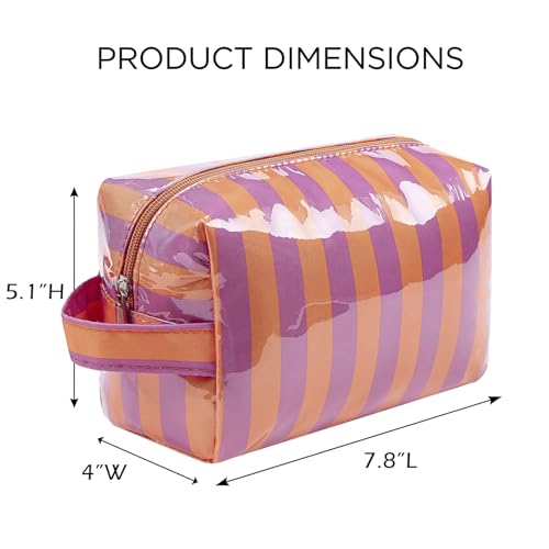 PVC Striped Clear Coated Waterproof Makeup Bag(03Orange) - color: 03Orange