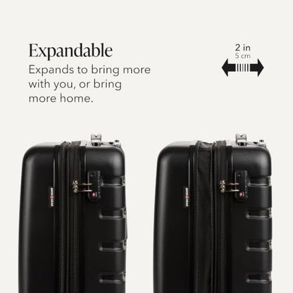 SwissGear 7366 Signature Hardside Expandable Luggage with Spinner Wheels, TSA Lock, Cup-Holder, Black, 2-Piece Set (19/27) - color: Black, size: 2-Piece Set (19/27)