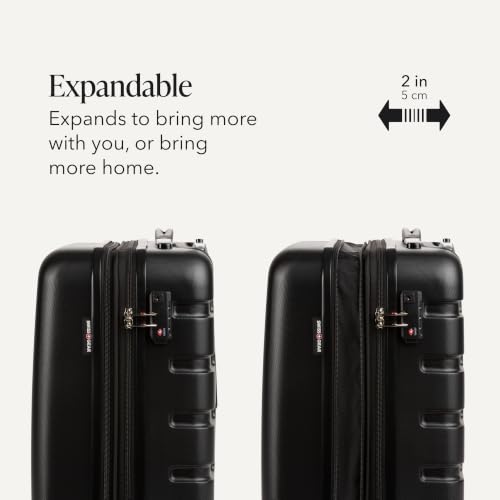 SwissGear 7366 Signature Hardside Expandable Luggage with Spinner Wheels, TSA Lock, Cup-Holder, Black, 3-Piece Set (19/23/27) - color: Black, size: 3-Piece Set (19/23/27)