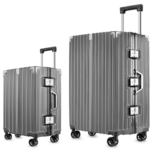 2-Piece Zipperless Luggage Set 20/26 Inch - color: Gray, size: 20-inch & 26-inch