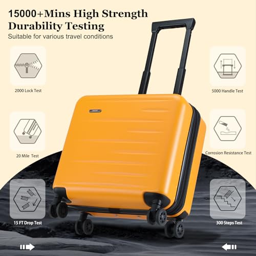 CENSIEN Expandable 16 Inch Carry On Luggage Airline Approved Small Suitcase - color: Orange, size: 16 Inch EXT