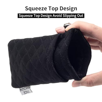 Face Shadow Double Glasses Case Soft Eyeglass Case For Women Men - color: Black