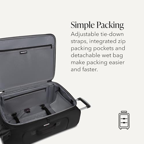 SwissGear Sion Softside Expandable Spinner Luggage Durable Lightweight Travel Suitcase, Black, Checked-Medium - color: Black, size: Checked-Medium