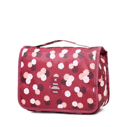 Sechunk Waterproof Travel Toiletry Bags Hanging Multi-function Cosmetic Bag Makeup Bag for Women - color: redFlower