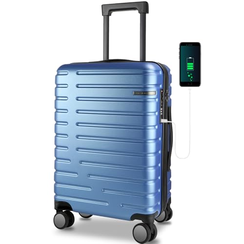 EMPSIGN Carry On Luggage with Spinner Wheels, 20-Inch, Light Blue - color: LIGHT BLUE