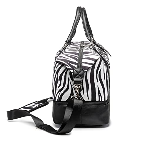 Kinmac Travel Duffel Bag,Sports Gym Yoga Duffel Bag Weekender Overnight Totes Bag (Zebra) - color: Zebra