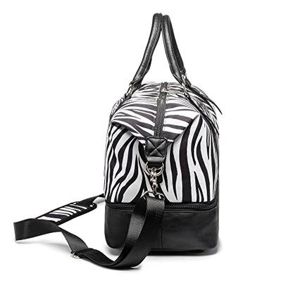 Kinmac Travel Duffel Bag,Sports Gym Yoga Duffel Bag Weekender Overnight Totes Bag (Zebra) - color: Zebra