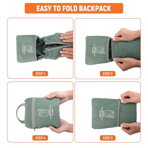 SKYSPER 10L Hiking Backpack, Foldable & Packable Lightweight Daypack for Travel, Collapsible Small Compact Hiking Backpack for Women & Men, Green - color: Green